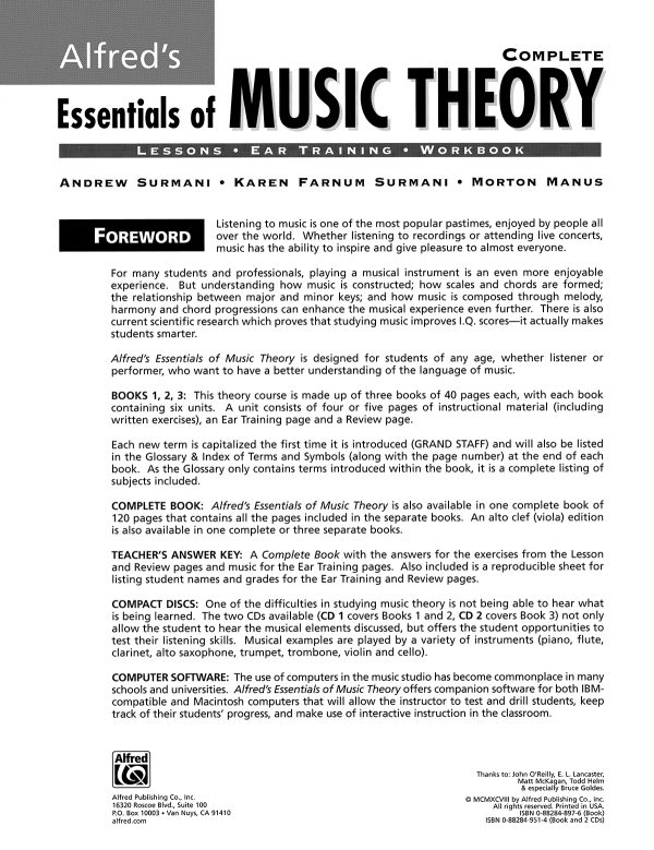 Alfred's Essentials of Music Theory Complete Sample Interior Page