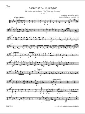Concerto for Violin and Orchestra no. 5 in A major K. 219