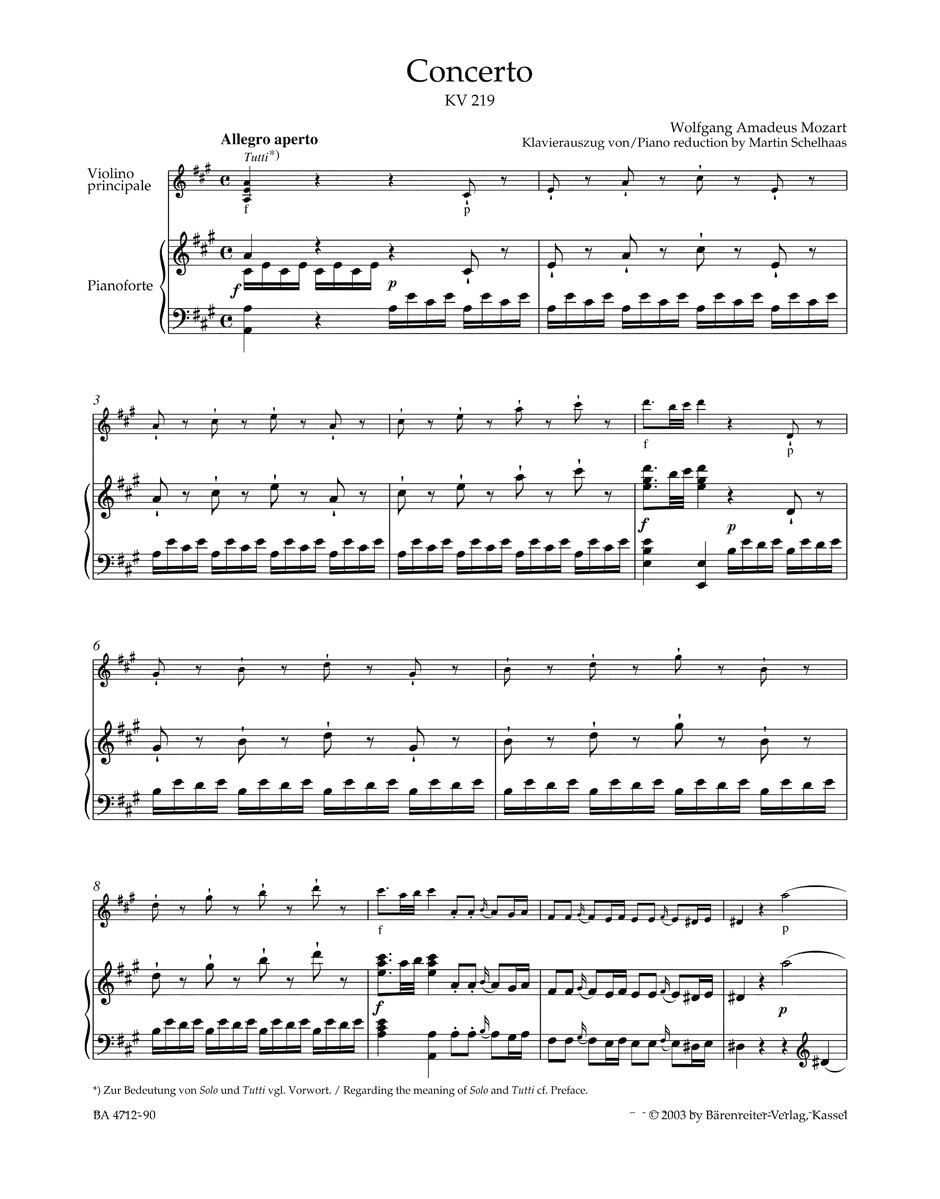 Concerto for Violin and Orchestra no. 5 in A major K. 219 - Image 2