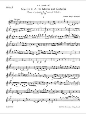 Concerto for Piano and Orchestra no. 23 in A major K. 488