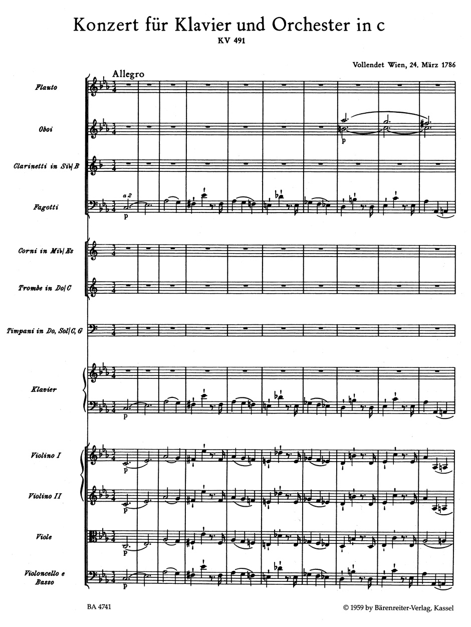 Concerto for Piano and Orchestra no. 24 in C minor K. 491 - Image 2