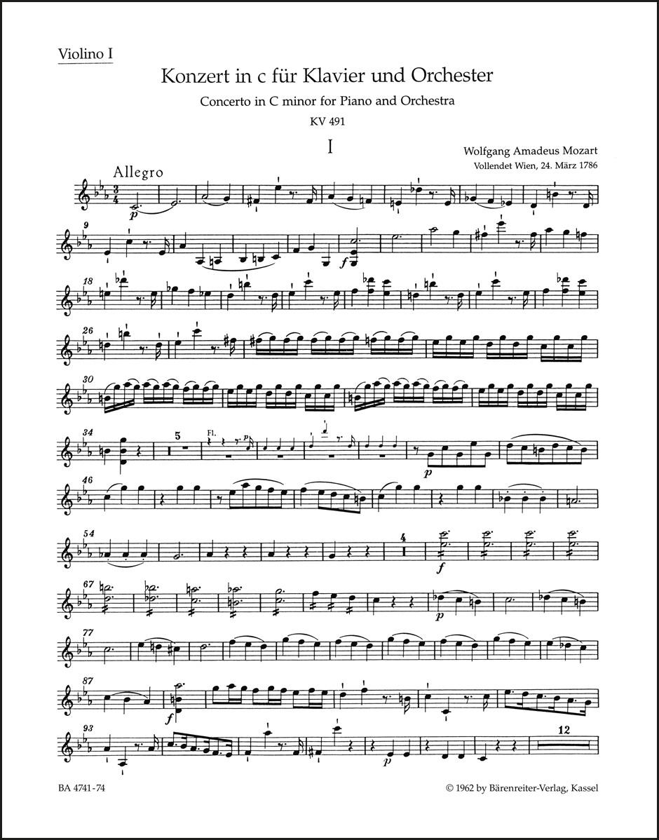 Concerto for Piano and Orchestra no. 24 in C minor K. 491