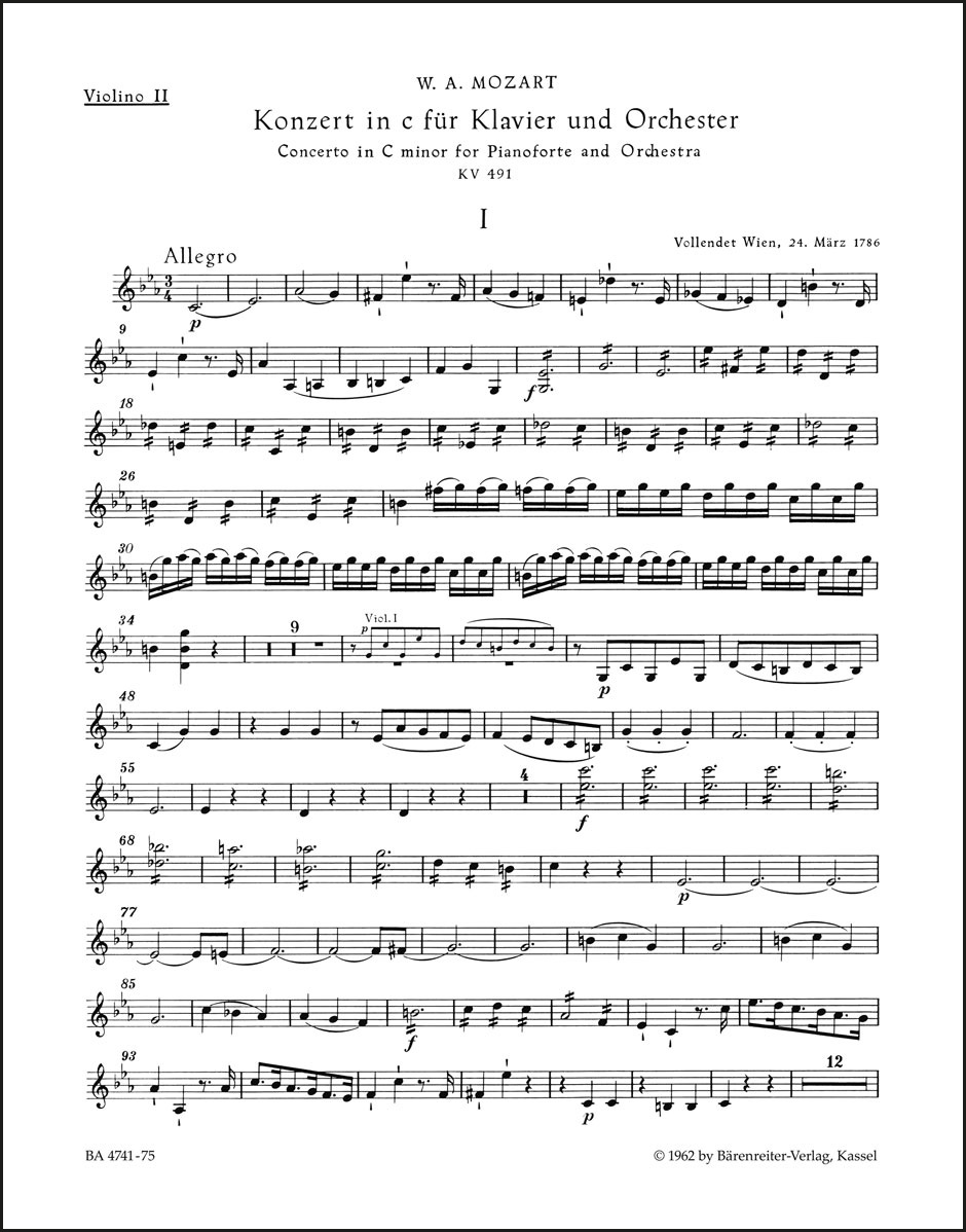 Concerto for Piano and Orchestra no. 24 in C minor K. 491