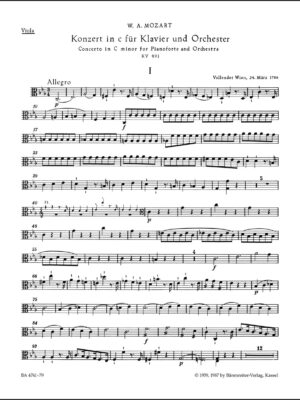 Concerto for Piano and Orchestra no. 24 in C minor K. 491