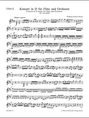 Concerto for Flute and Orchestra in D major K. 314 (285d)