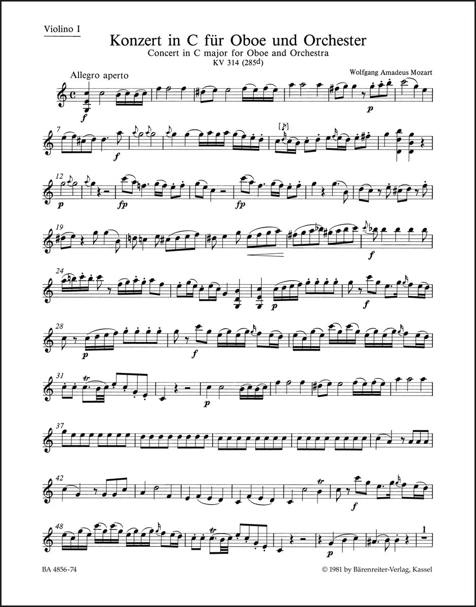Concerto for Oboe and Orchestra in C major K. 314 (285d)
