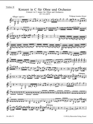 Concerto for Oboe and Orchestra in C major K. 314 (285d)