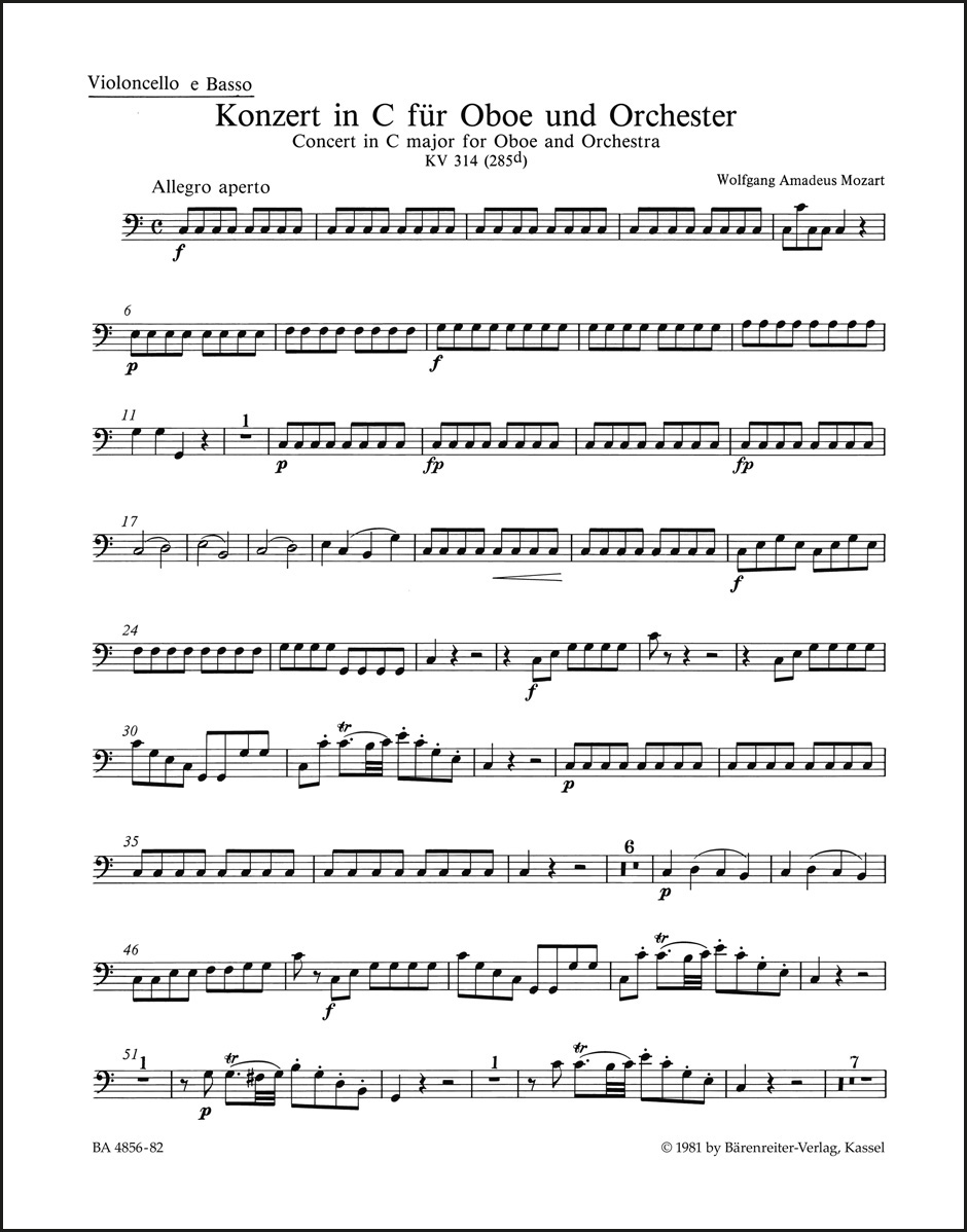 Concerto for Oboe and Orchestra in C major K. 314 (285d)