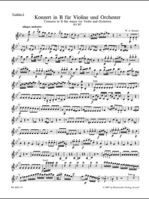 Concerto for Violin and Orchestra no. 1 in B-flat major K. 207