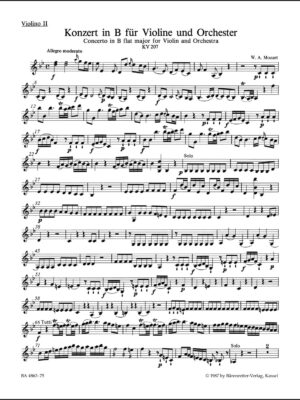 Concerto for Violin and Orchestra no. 1 in B-flat major K. 207