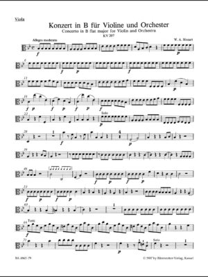 Concerto for Violin and Orchestra no. 1 in B-flat major K. 207