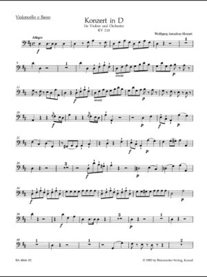 Concerto for Violin and Orchestra no. 4 in D major K. 218
