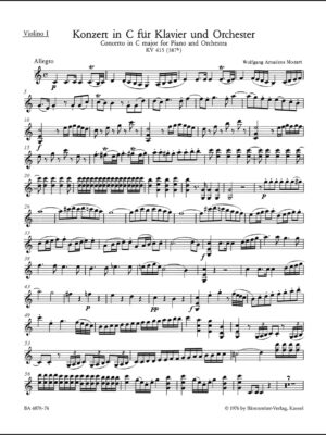 Concerto for Piano and Orchestra no. 13 in C major K. 415 (387b)