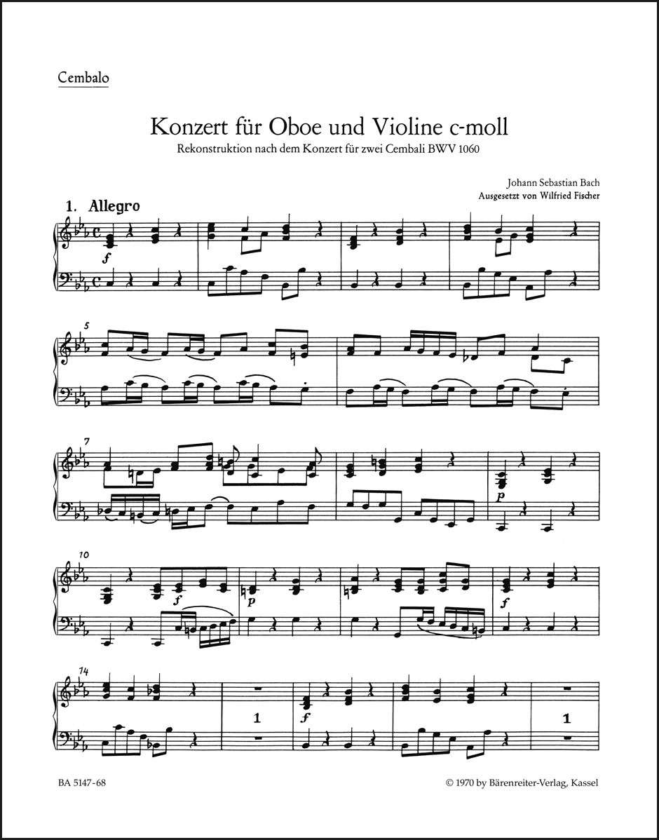 Concerto for Oboe, Violin, Strings and Basso Continuo in C minor