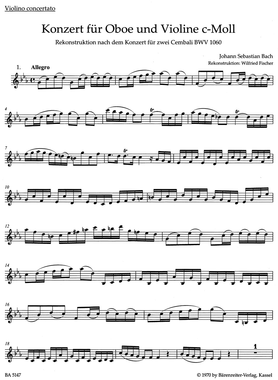 Concerto for Oboe, Violin, Strings and Basso Continuo in C minor - Image 2