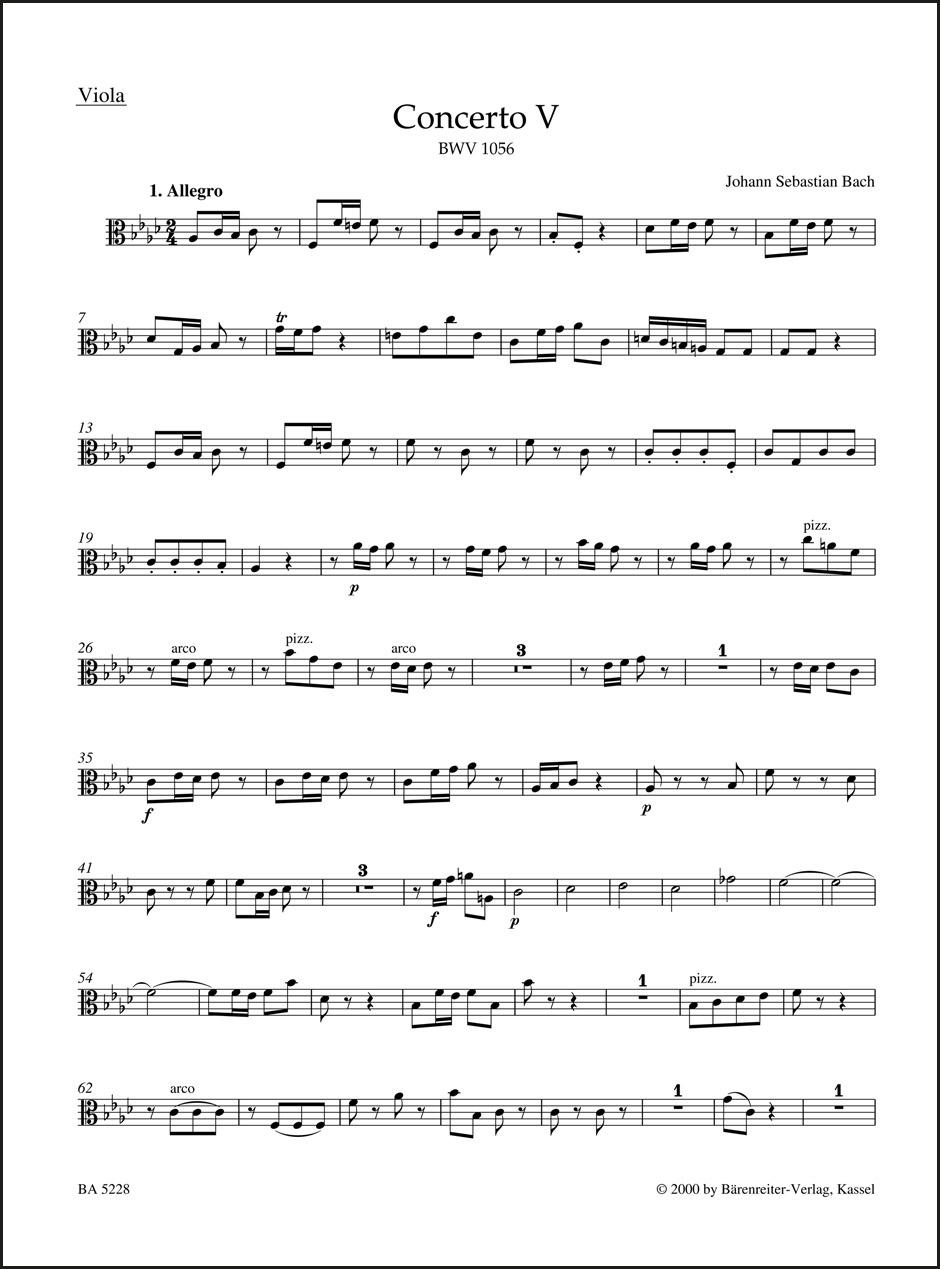 Concerto for Harpsichord and Strings no. 5 in F minor BWV 1056