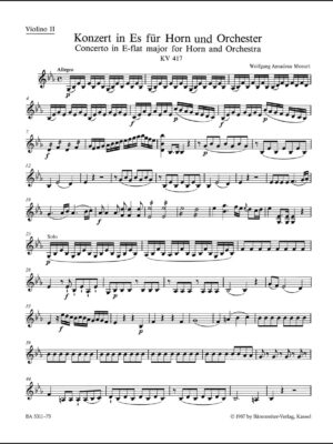 Concerto for Horn und Orchestra no. 2 in E-flat major K. 417