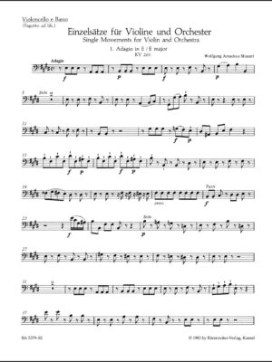 Single Movements for Violin and Orchestra K. 261, 269 (261a), 373