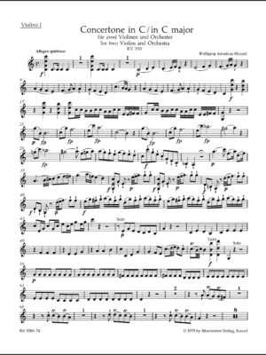 Concertone for two Violins and Orchestra in C major K. 190 (166b; KV6:186 E)