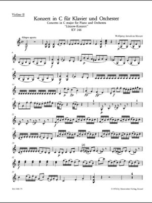Concerto for Piano and Orchestra no. 8 in C major K. 246 "Lützow Concerto"