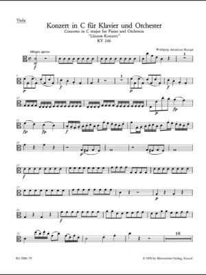 Concerto for Piano and Orchestra no. 8 in C major K. 246 "Lützow Concerto"