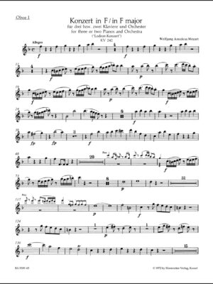 Concerto for three or two Pianos and Orchestra no. 7 in F major K. 242 "Lodron Concerto"