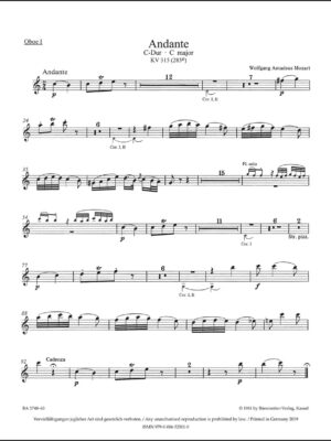 Andante for Flute and Orchestra in C major K. 315 (285e)