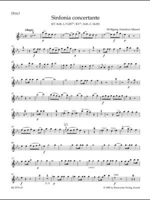 Sinfonia concertante for Oboe, Clarinet, Horn, Bassoon and Orchestra in E-flat major K. Anh. I,9 (297b)