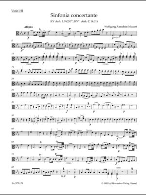 Sinfonia concertante for Oboe, Clarinet, Horn, Bassoon and Orchestra in E-flat major K. Anh. I,9 (297b)