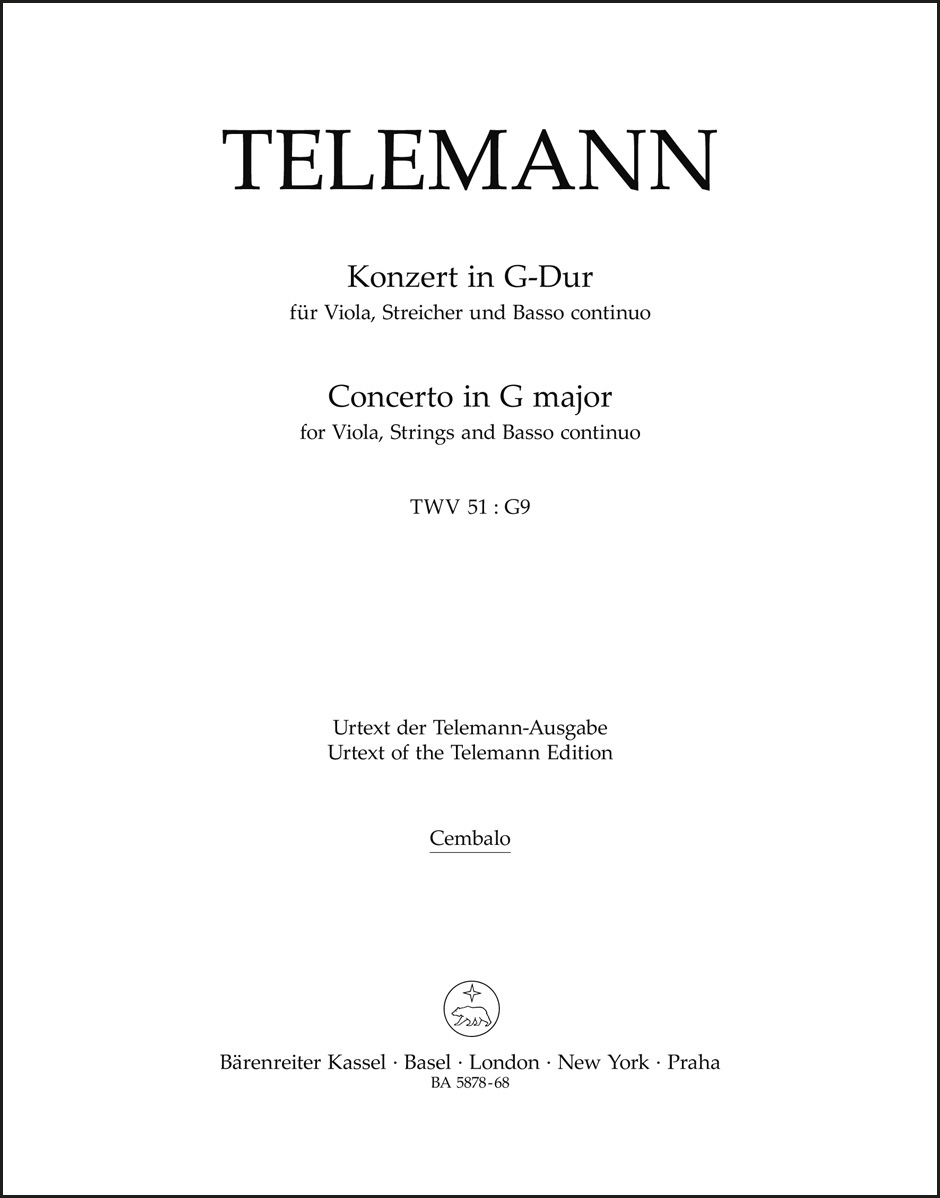 Concerto for Viola, Strings and Basso continuo in G major TWV 51:G9