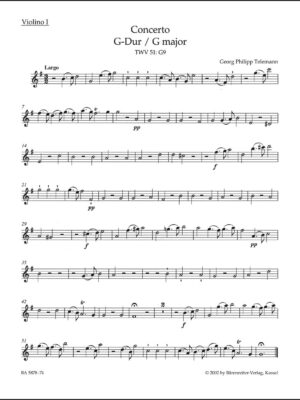 Concerto for Viola, Strings and Basso continuo in G major TWV 51:G9