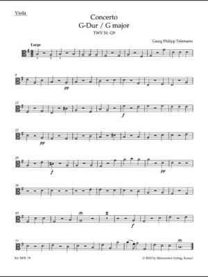 Concerto for Viola, Strings and Basso continuo in G major TWV 51:G9