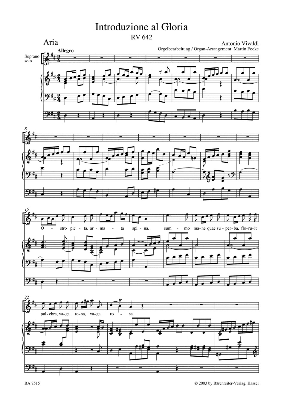 Introduzione al Gloria RV 642, Gloria in D major RV 589 (BA07515) - Image 2