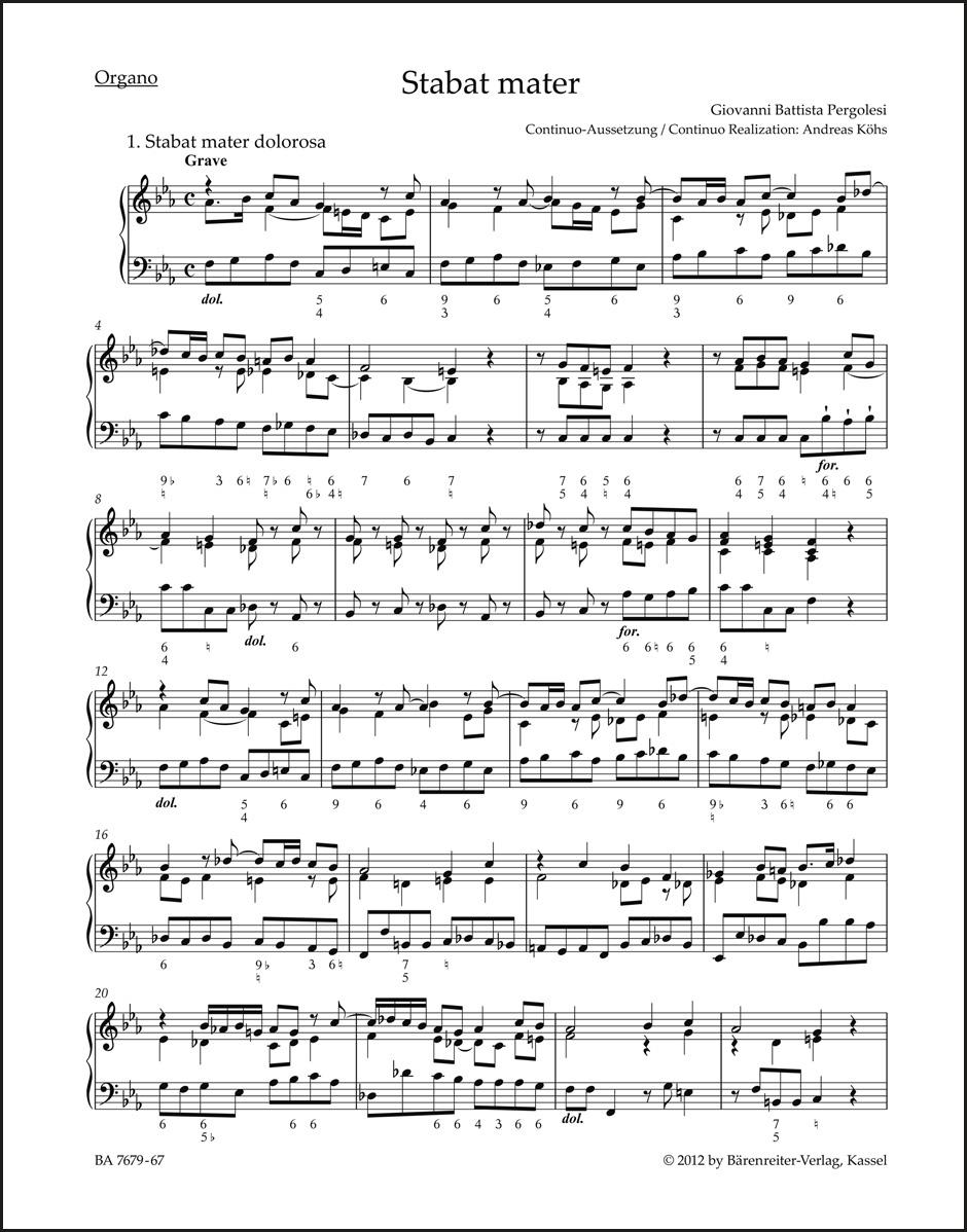 Stabat mater for Soprano, Alto, Strings and Basso continuo