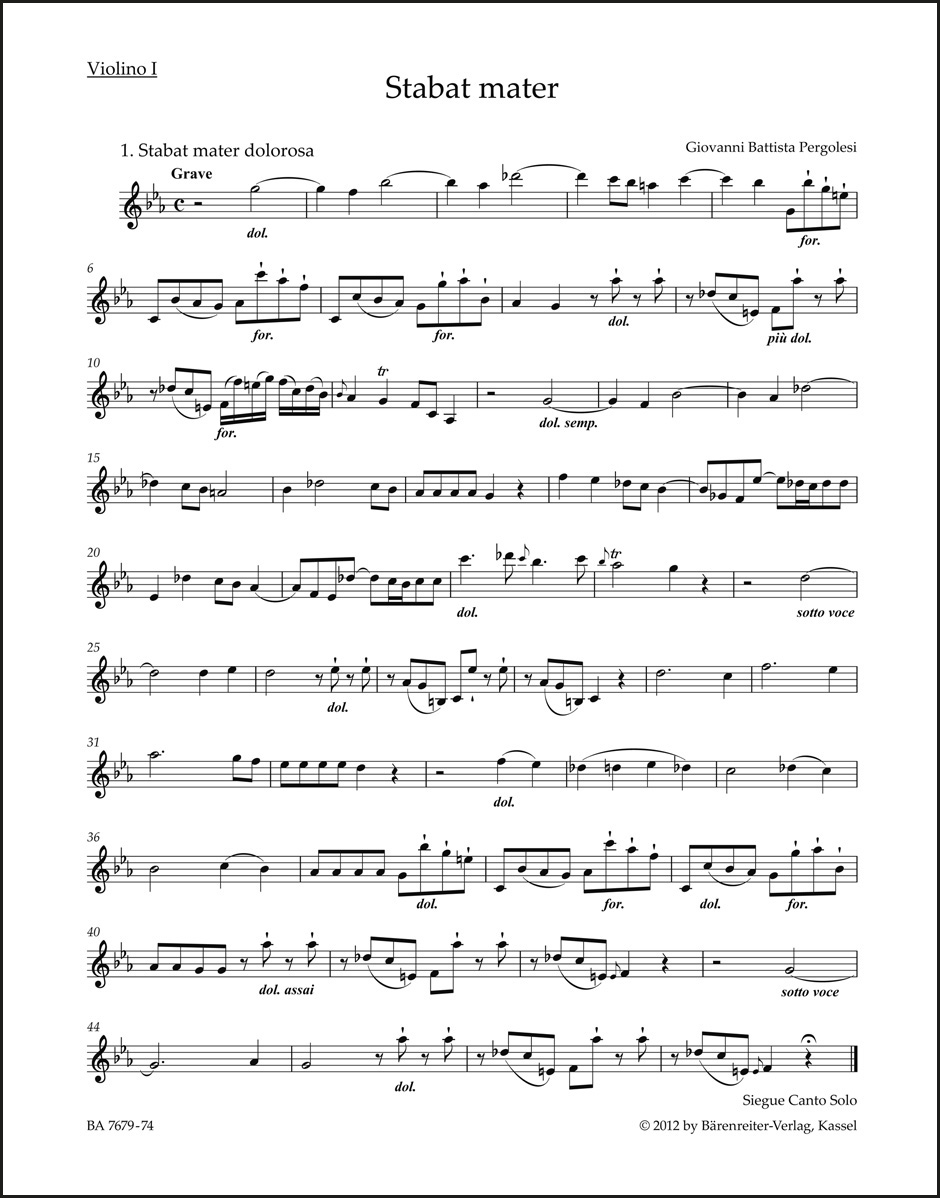 Stabat mater for Soprano, Alto, Strings and Basso continuo
