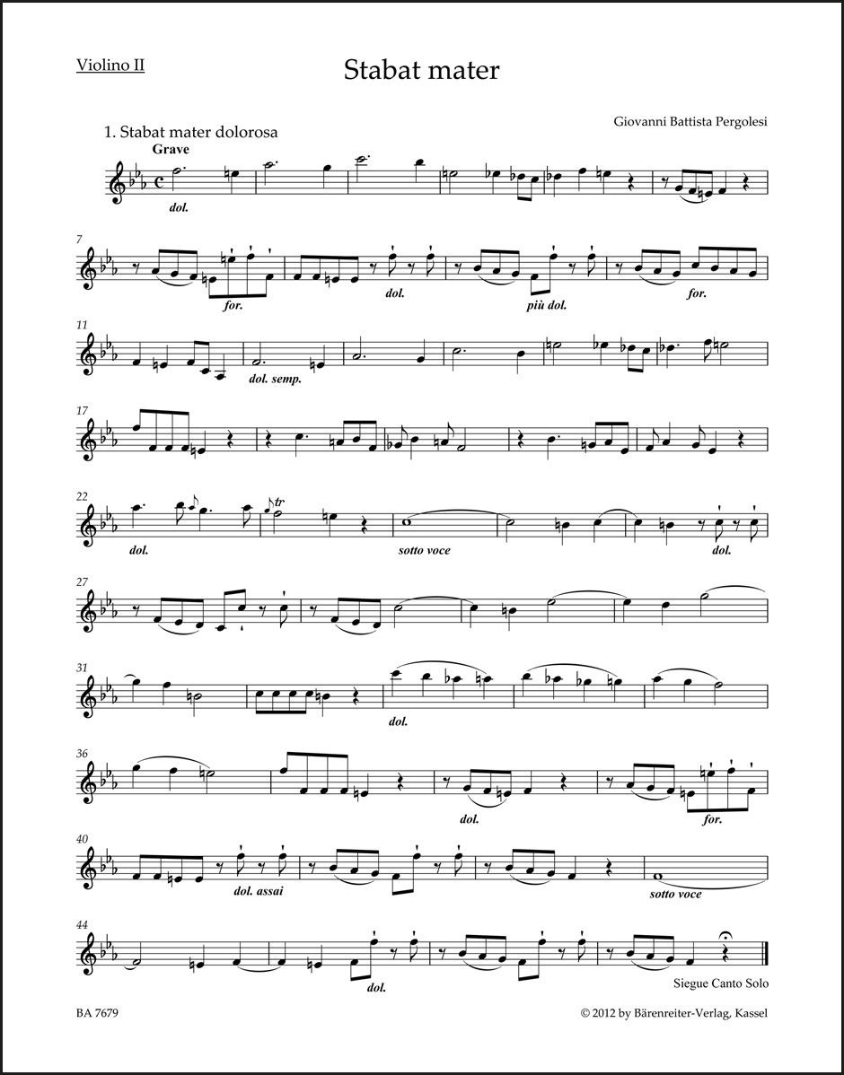 Stabat mater for Soprano, Alto, Strings and Basso continuo