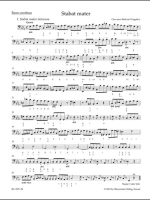 Stabat mater for Soprano, Alto, Strings and Basso continuo