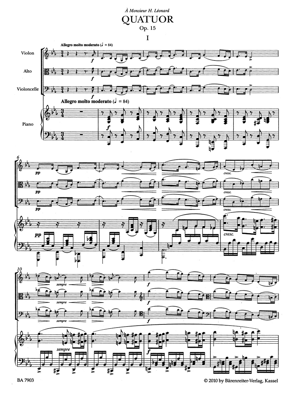 Quatuor for Piano, Violin, Viola and Violoncello in C minor op. 15 - Image 2