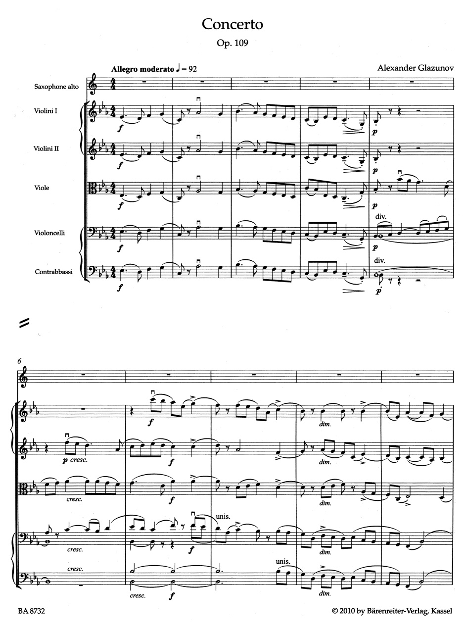 Concerto for Alto Saxophone and String Orchestra in E-flat major op. 109 - Image 2