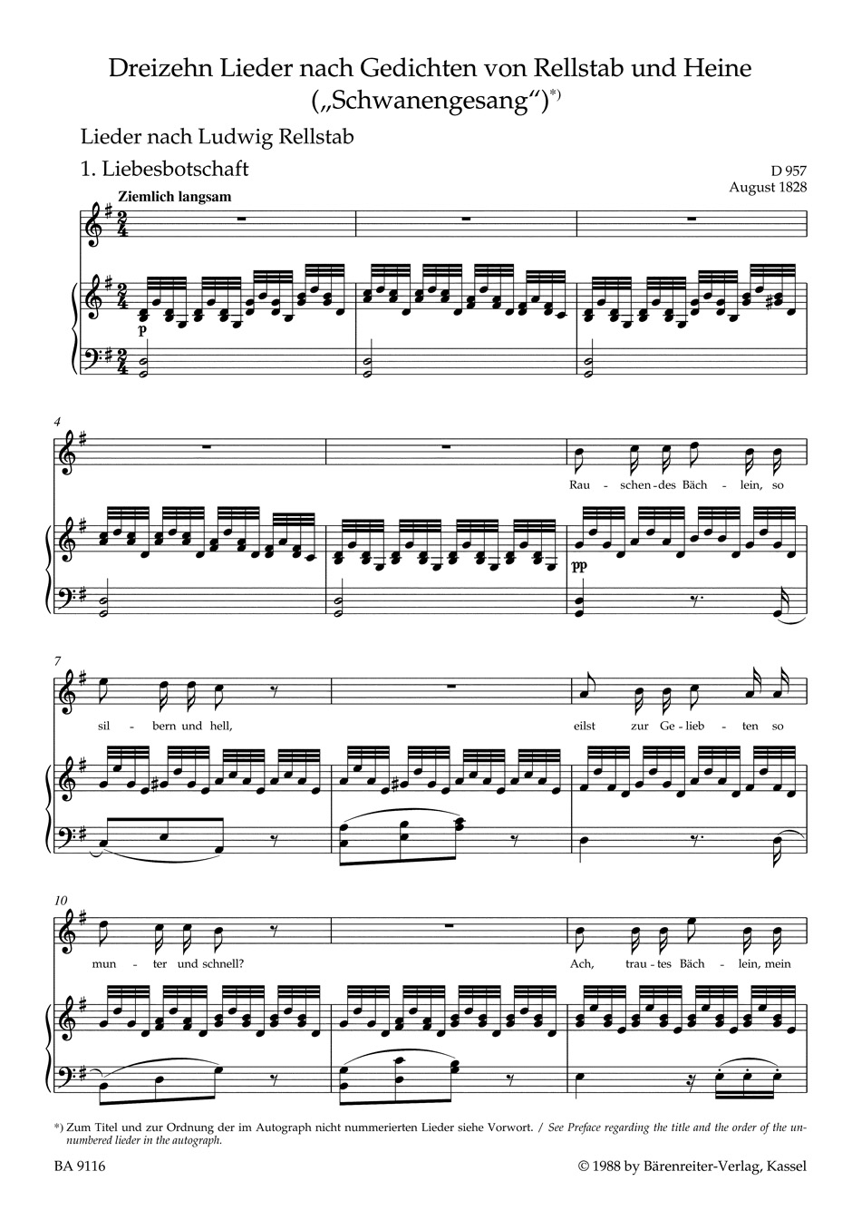Schwanengesang. Thirteen lieder on poems by Rellstab and Heine D 957 / "Die Taubenpost" D 965 A High Voice - Image 2