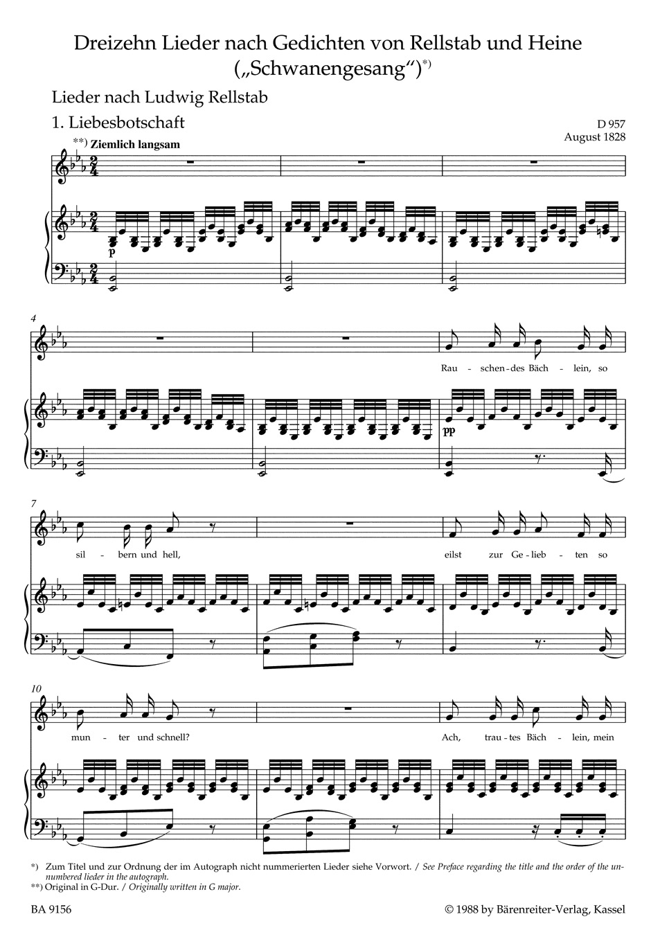 Schwanengesang. Thirteen lieder on poems by Rellstab and Heine D 957 / "Die Taubenpost" D 965 A Low Voice - Image 2