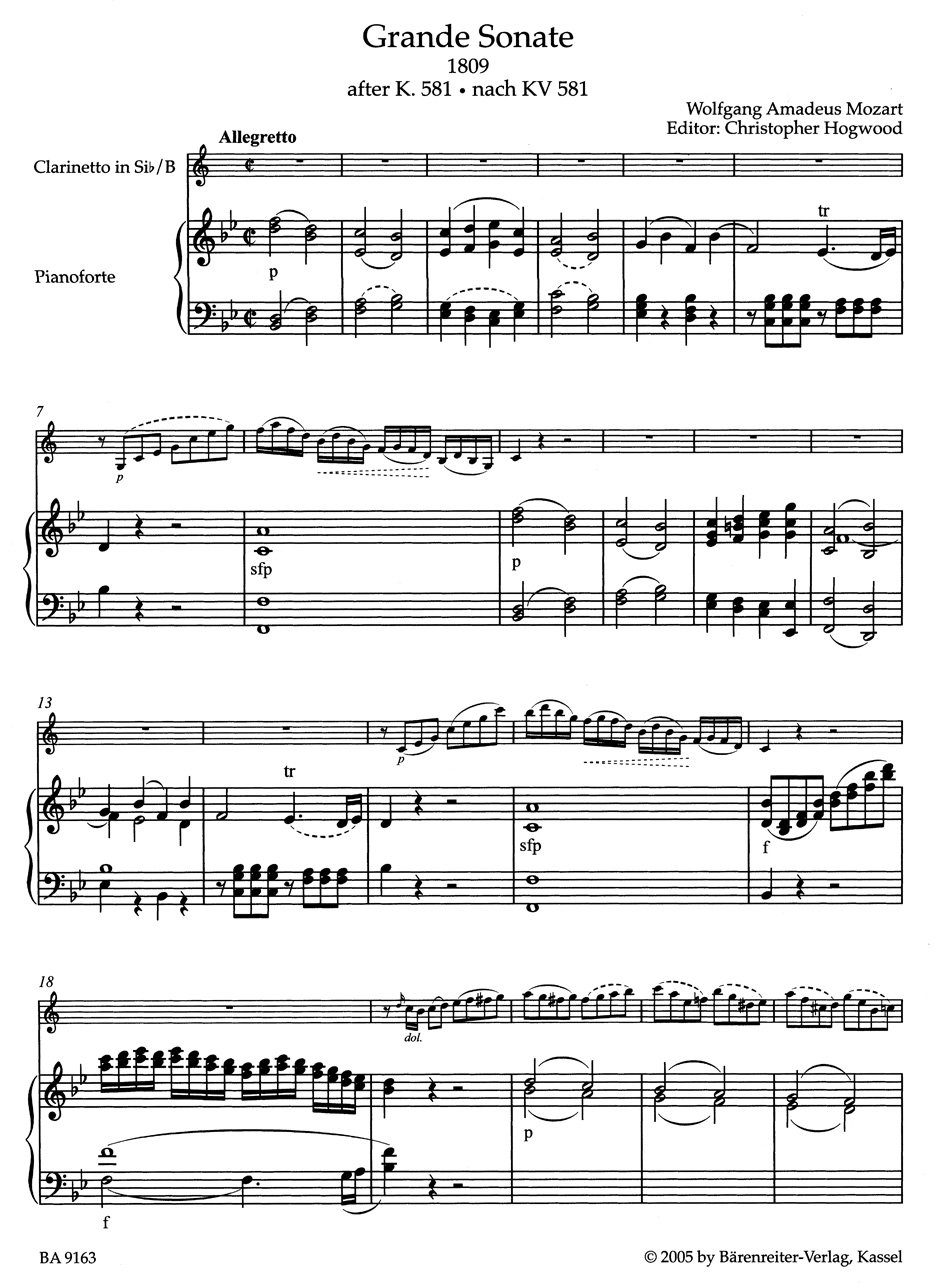 Grande Sonate for B-flat Clarinet and Piano - Image 2
