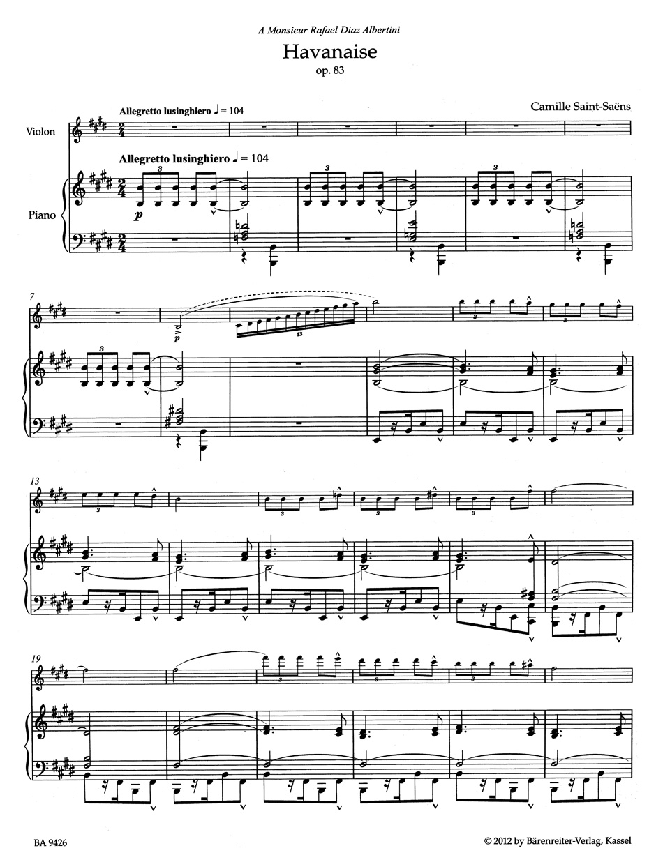 Havanaise for Violin and Piano op. 83 - Image 2