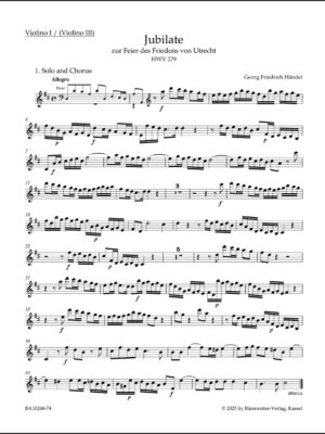 Jubilate for the Celebration of the Peace of Utrecht HWV 279 "Utrecht Jubilate"