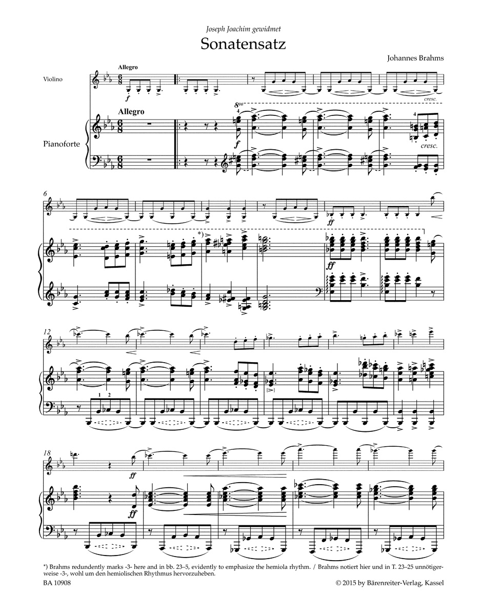 Sonata Movement from the F.A.E. Sonata for Violin and Piano in C minor WoO 2 - Image 2