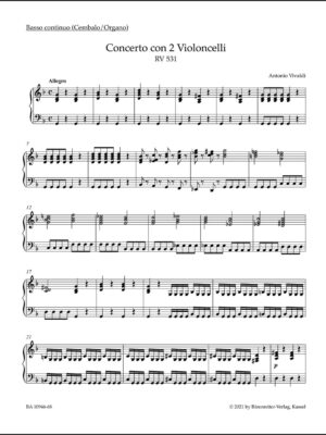 Concerto for two Violoncellos, Strings and Basso continuo in G minor RV 531