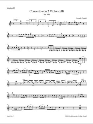 Concerto for two Violoncellos, Strings and Basso continuo in G minor RV 531