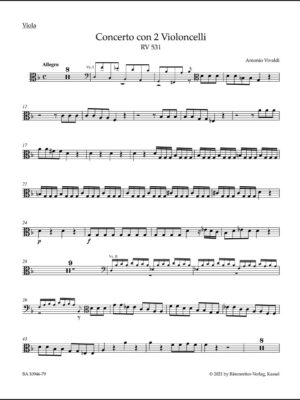 Concerto for two Violoncellos, Strings and Basso continuo in G minor RV 531