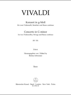 Concerto for two Violoncellos, Strings and Basso continuo in G minor RV 531