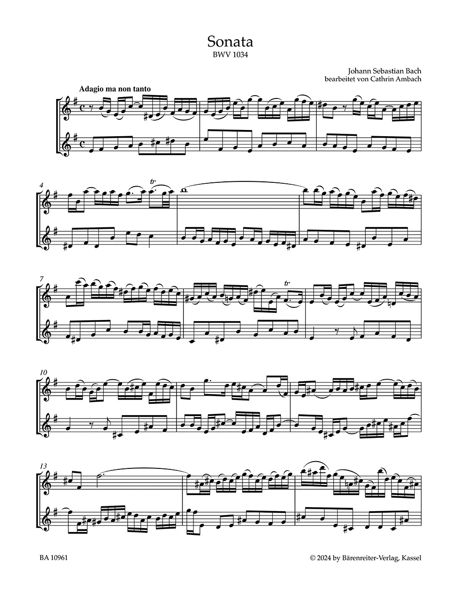 Four Sonatas for Flute and Basso continuo / obbligato Harpsichord BWV 1034, 1035, 1030, 1032 - Image 2